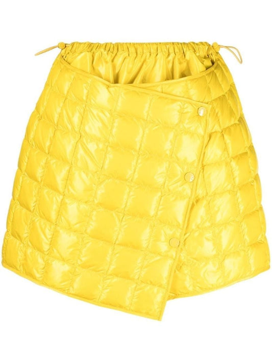 Yellow Quilted Asymmetric Mini Skirt