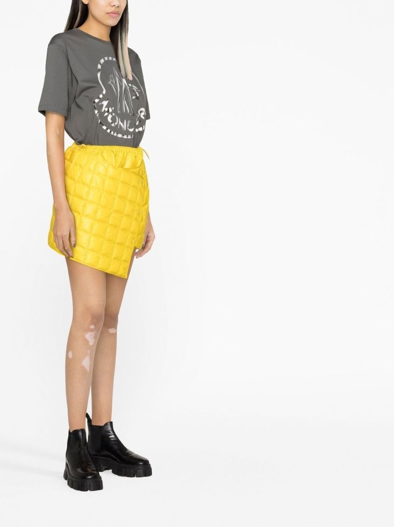 Yellow Quilted Asymmetric Mini Skirt