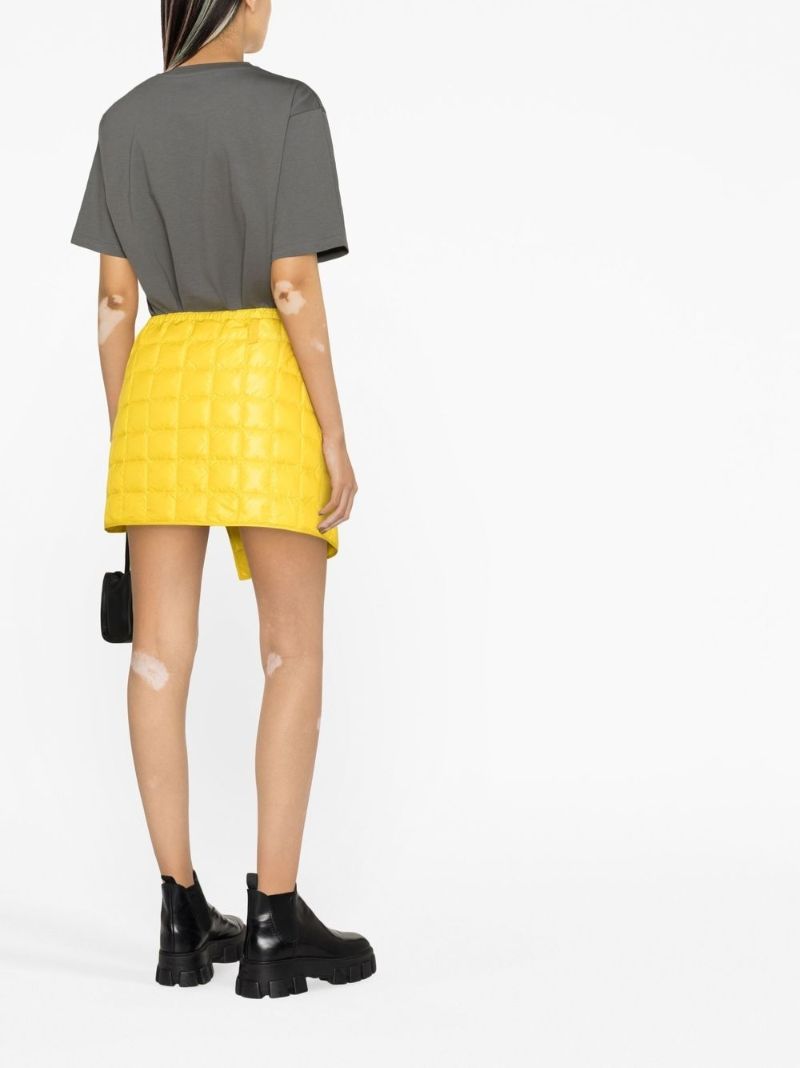 Yellow Quilted Asymmetric Mini Skirt