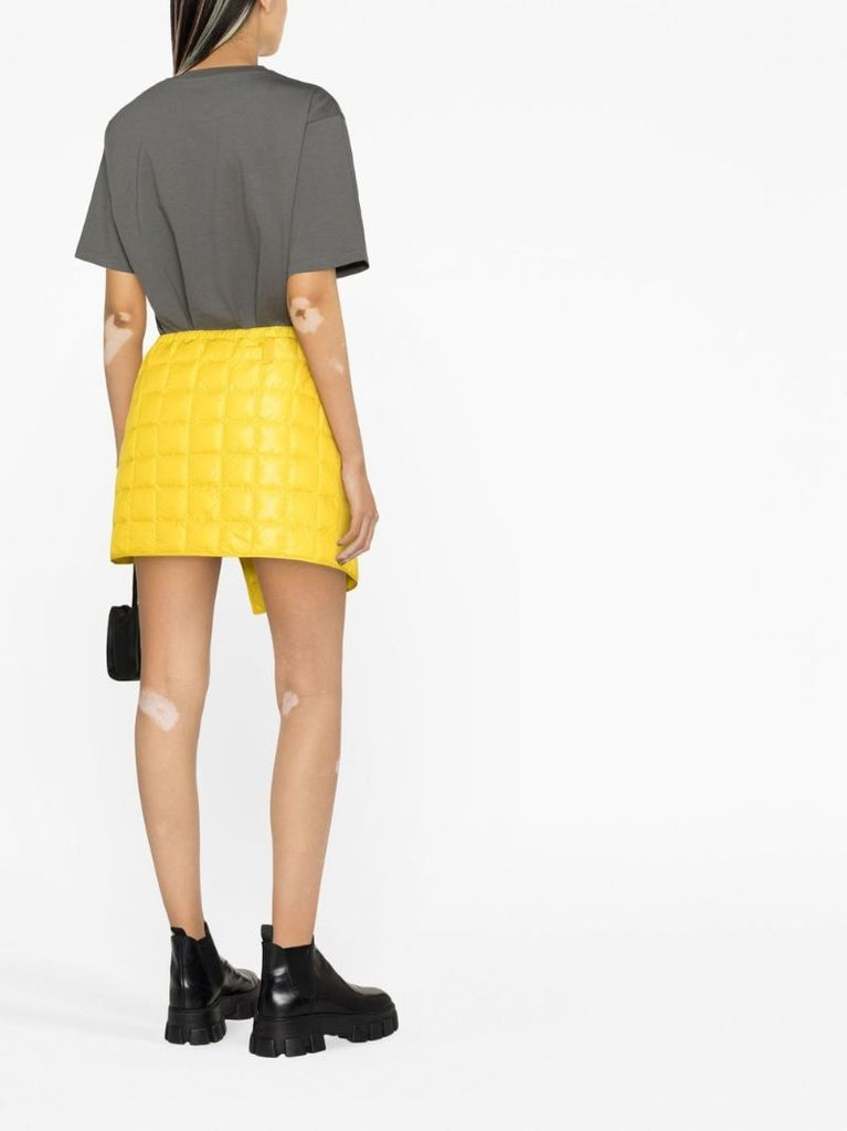 Yellow Quilted Asymmetric Mini Skirt