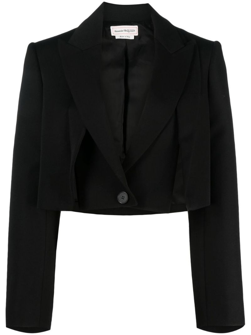 Black Cropped Wool Blazer