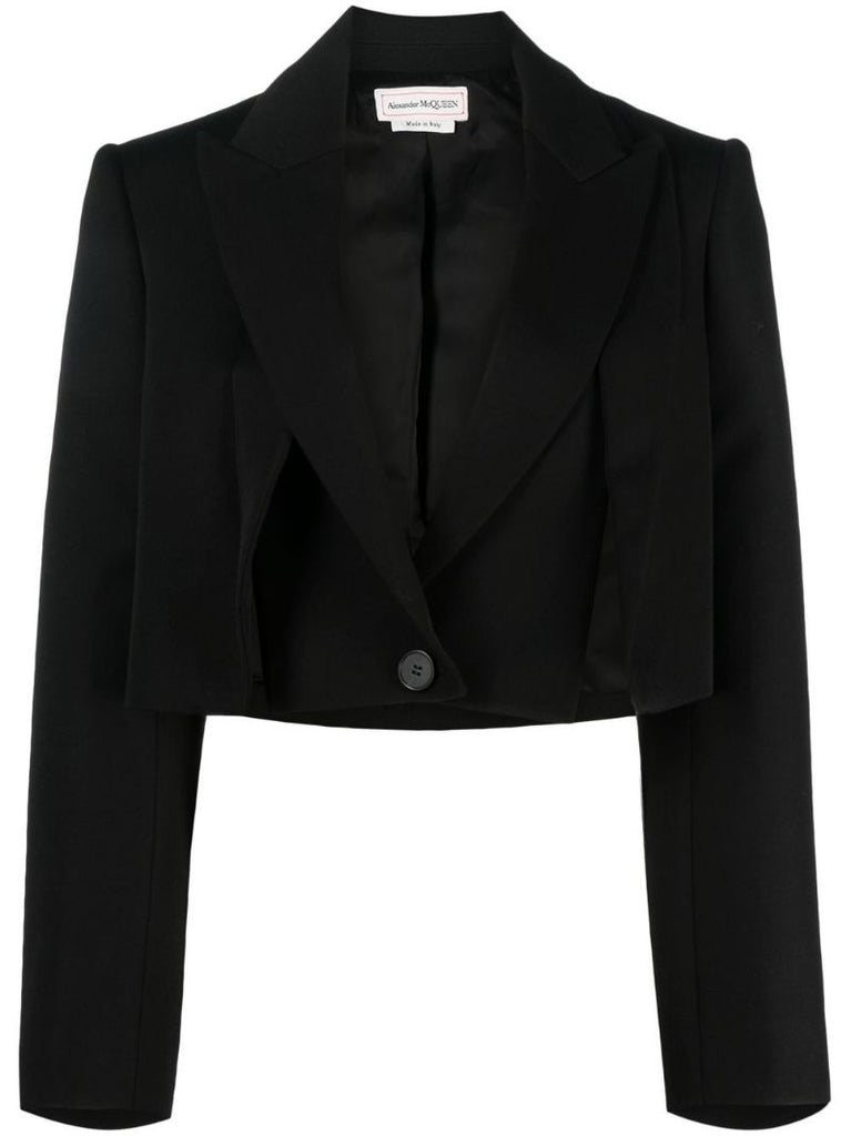 Black Cropped Wool Blazer