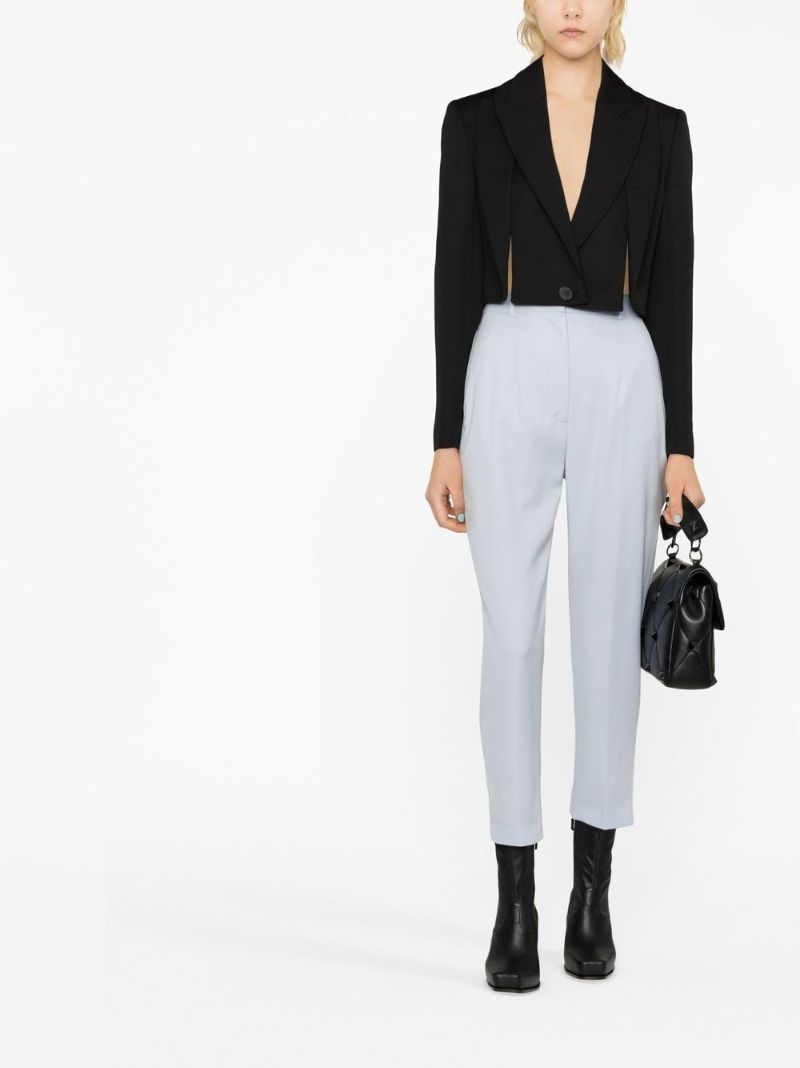 Black Cropped Wool Blazer