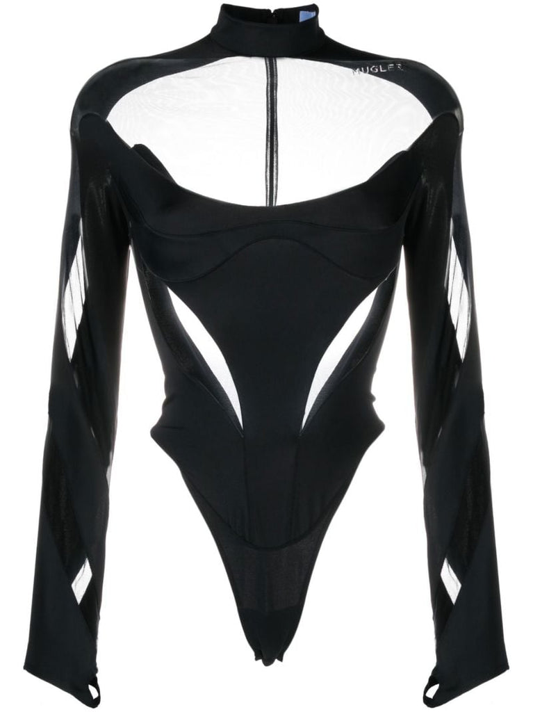 Black Illusion Semi-sheer Bodysuit