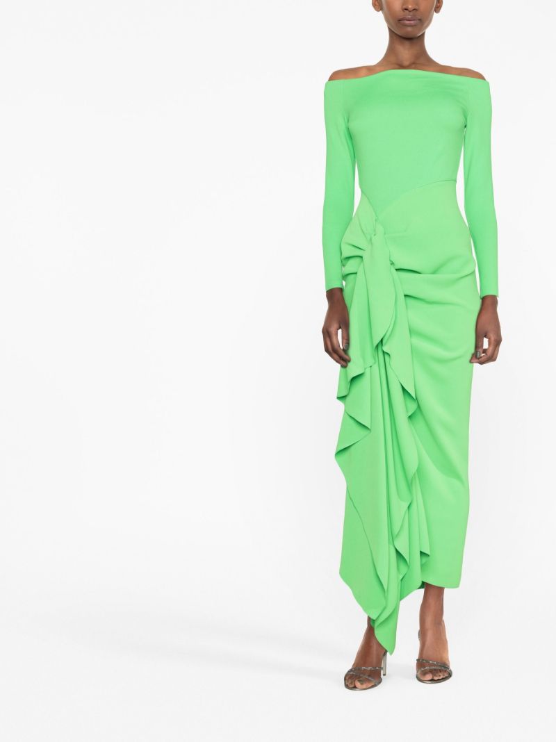 Green Lotus Off-the-shoulder Maxi Dress