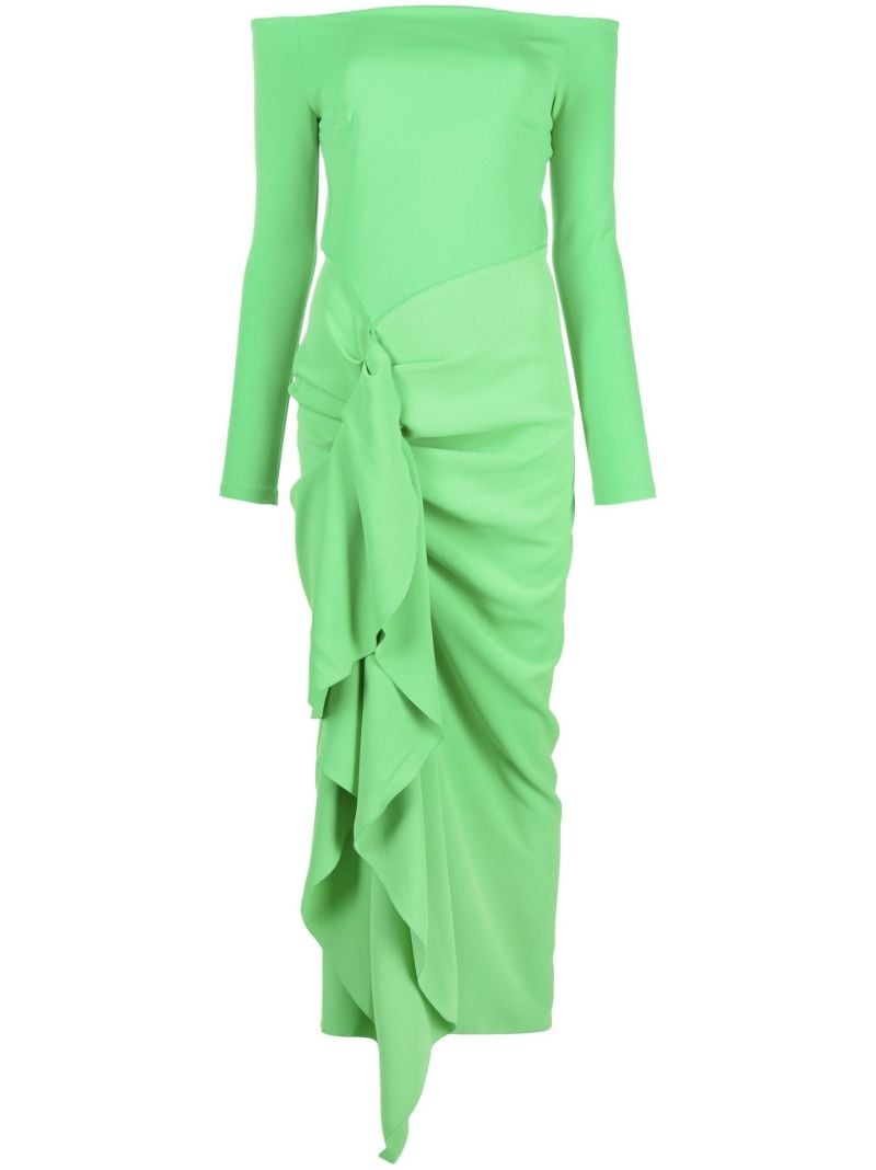 Green Lotus Off-the-shoulder Maxi Dress