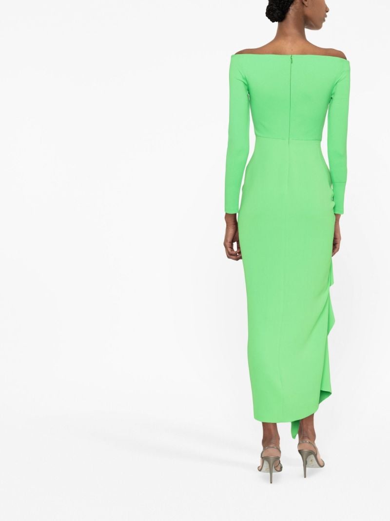 Green Lotus Off-the-shoulder Maxi Dress
