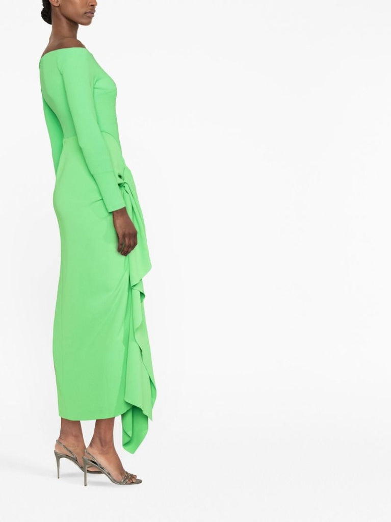 Green Lotus Off-the-shoulder Maxi Dress