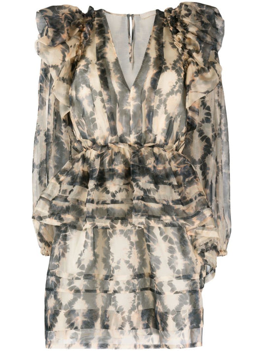 Neutral Adelaide Silk Mini Dress