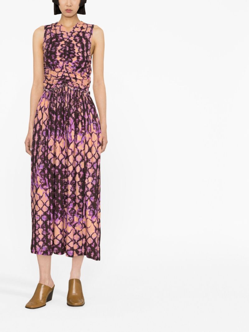 Purple Sascha Printed Midi Dress