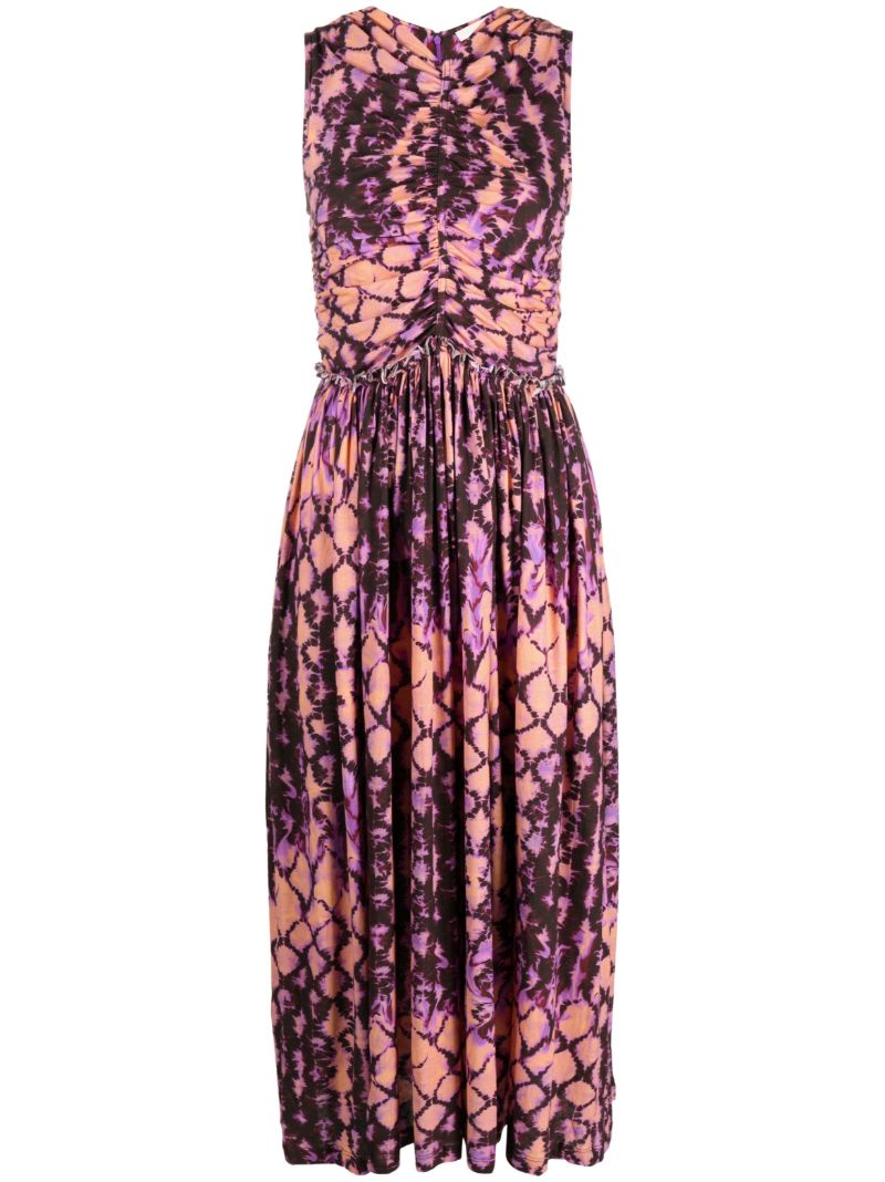 Purple Sascha Printed Midi Dress