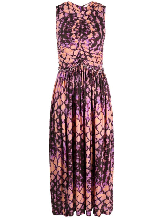 Purple Sascha Printed Midi Dress