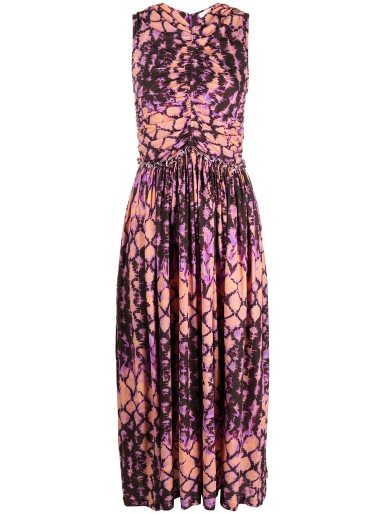 Purple Sascha Printed Midi Dress