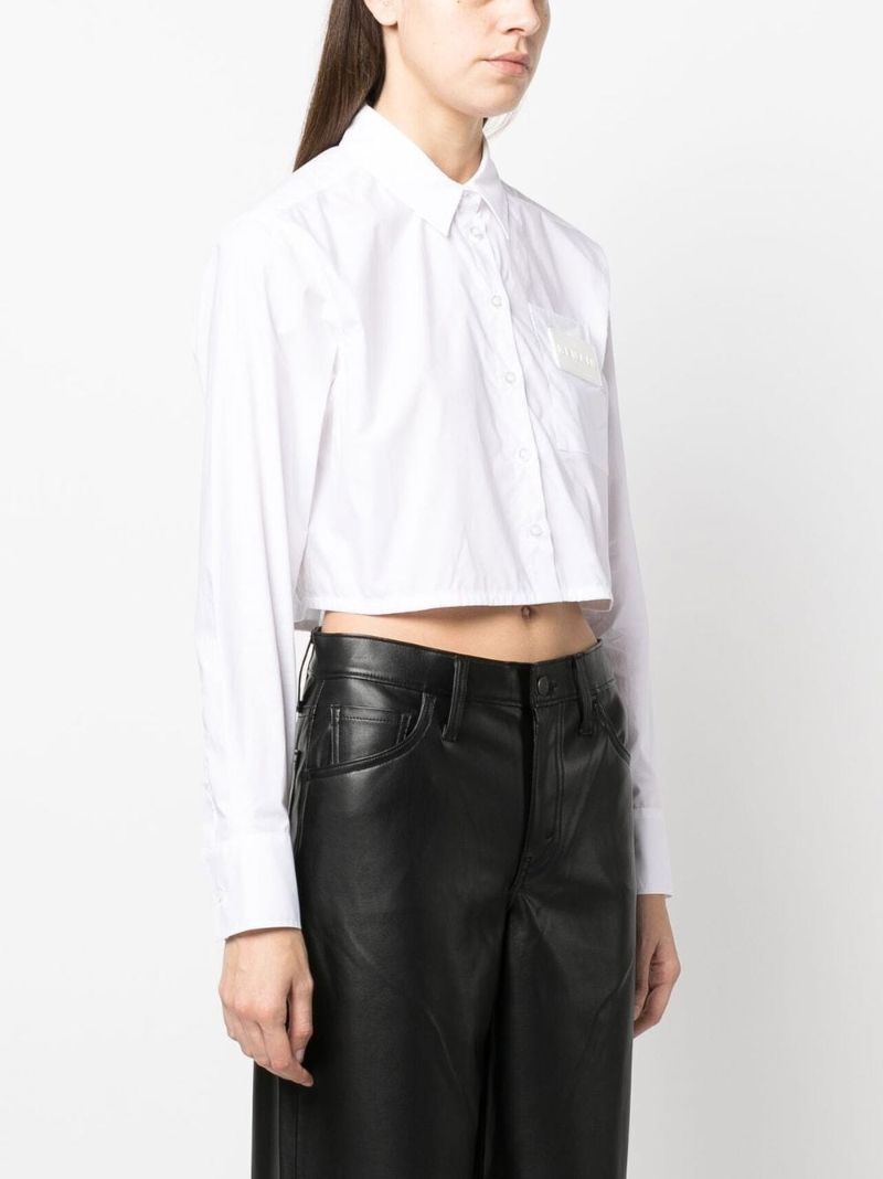 White Cropped Long Sleeve Shirt