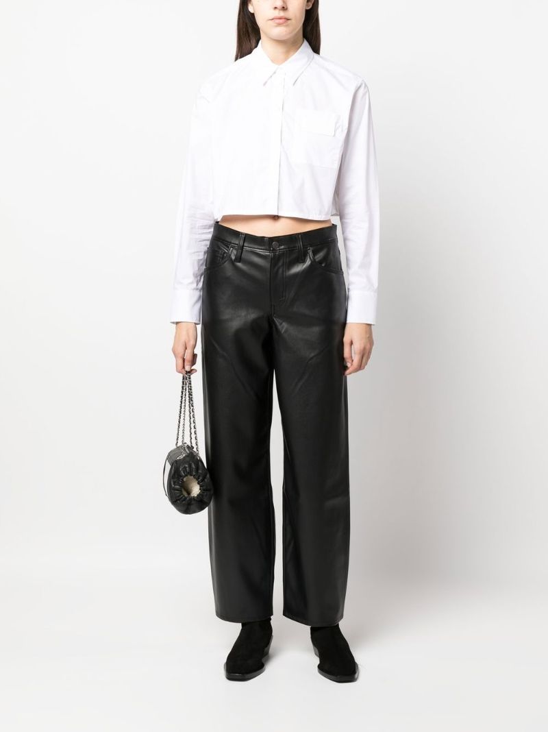 White Cropped Long Sleeve Shirt