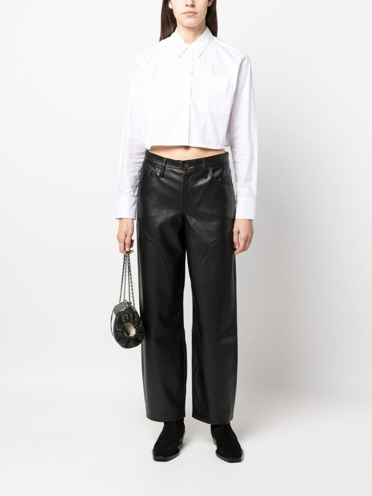White Cropped Long Sleeve Shirt