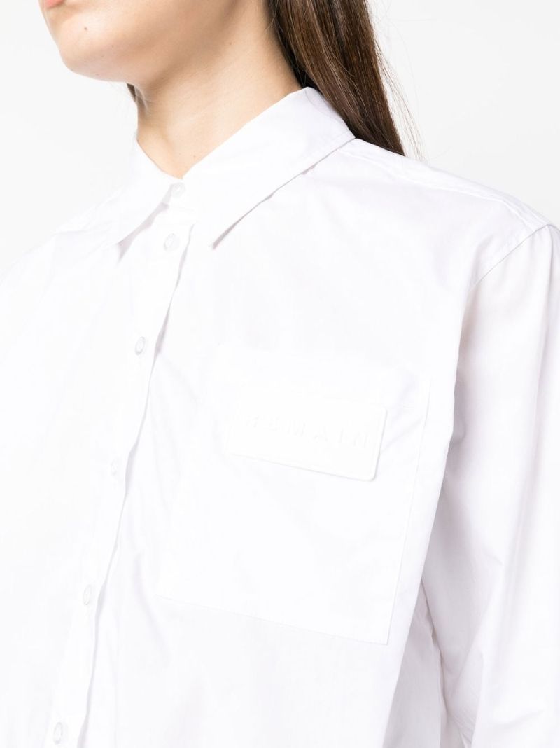 White Cropped Long Sleeve Shirt