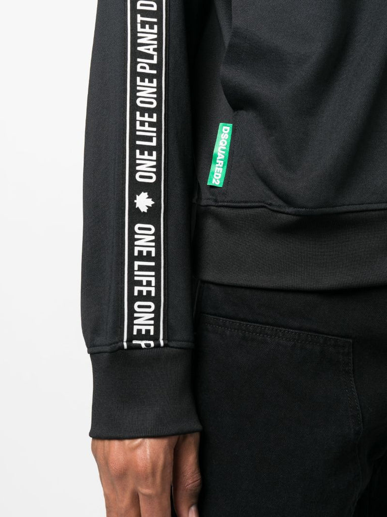 Black Logo Print Zipped Sweatshirt