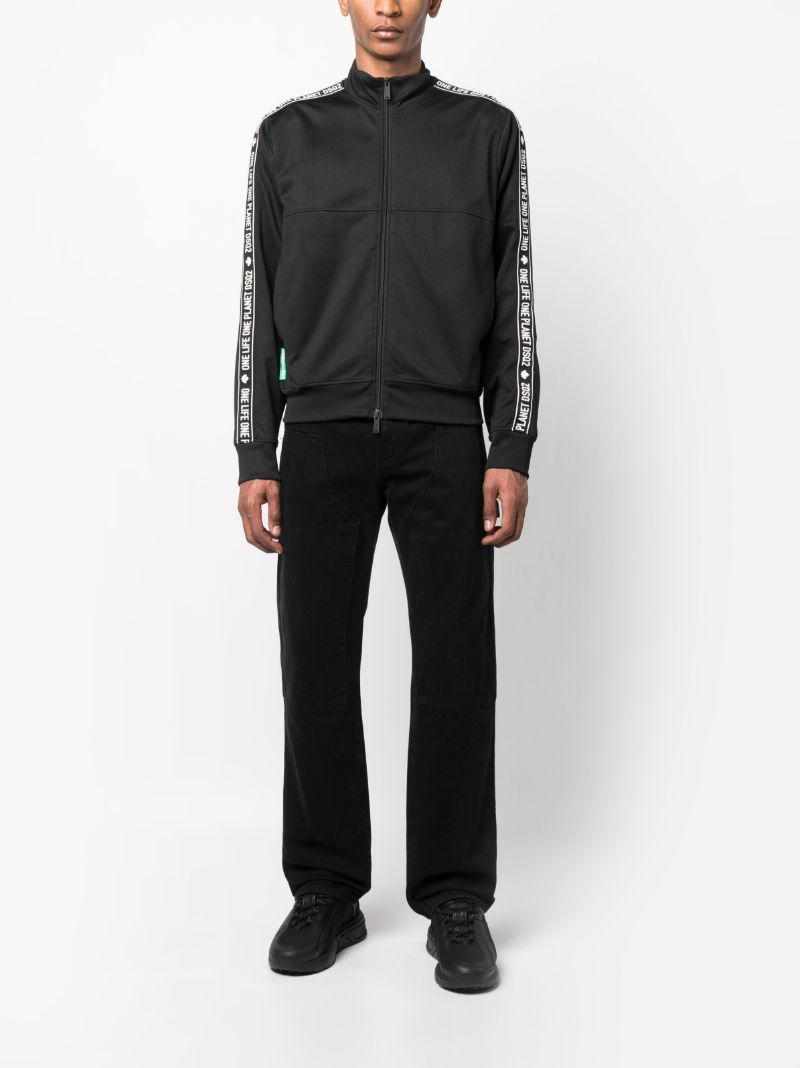 Black Logo Print Zipped Sweatshirt