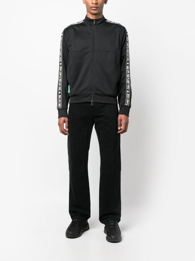 Black Logo Print Zipped Sweatshirt