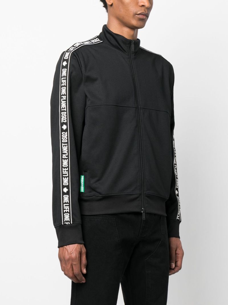 Black Logo Print Zipped Sweatshirt