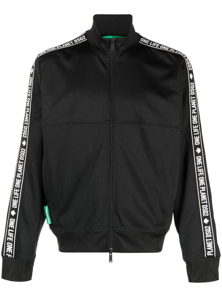 Black Logo Print Zipped Sweatshirt