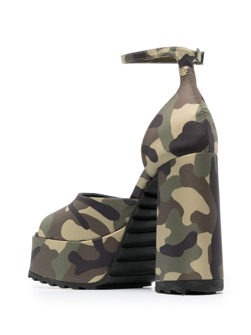 Green 145 Camouflage Print Platform Sandals