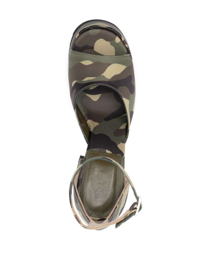 Green 145 Camouflage Print Platform Sandals