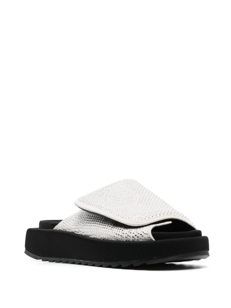 White Gia Crystal-embellishment Flat Sandals