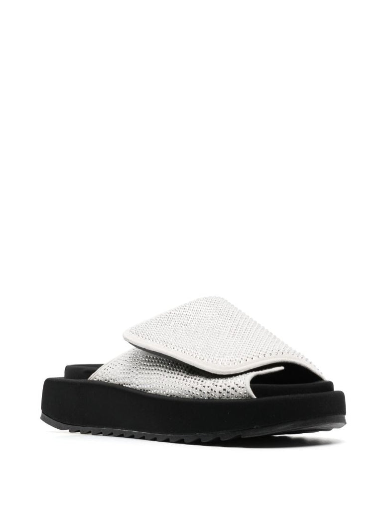 White Gia Crystal-embellishment Flat Sandals