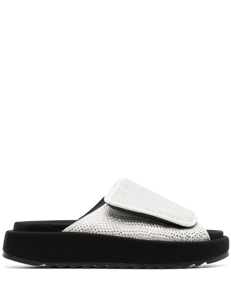 White Gia Crystal-embellishment Flat Sandals