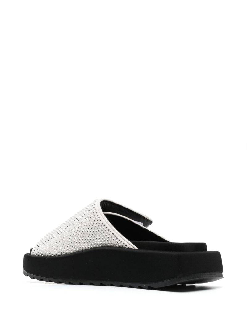 White Gia Crystal-embellishment Flat Sandals