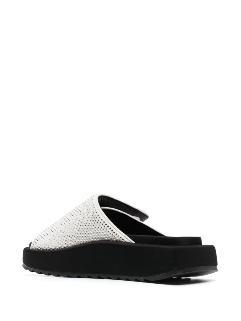 White Gia Crystal-embellishment Flat Sandals