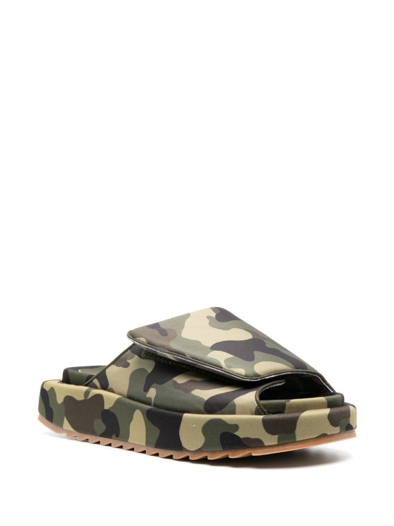 Green Camouflage Print Platform Sandals