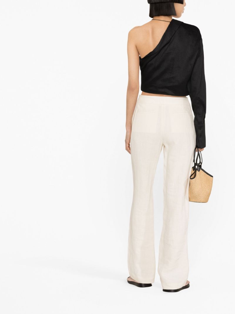 Black Ganri Draped One-shoulder Blouse