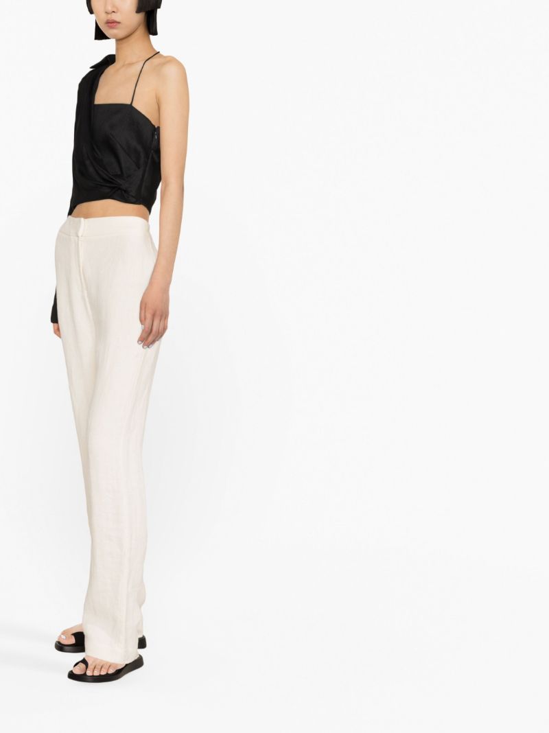 Black Ganri Draped One-shoulder Blouse