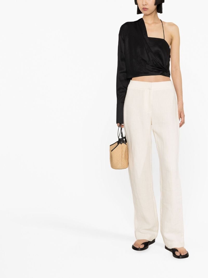 Black Ganri Draped One-shoulder Blouse
