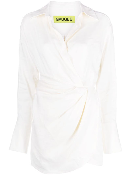 White Puno Wrap Mini Dress