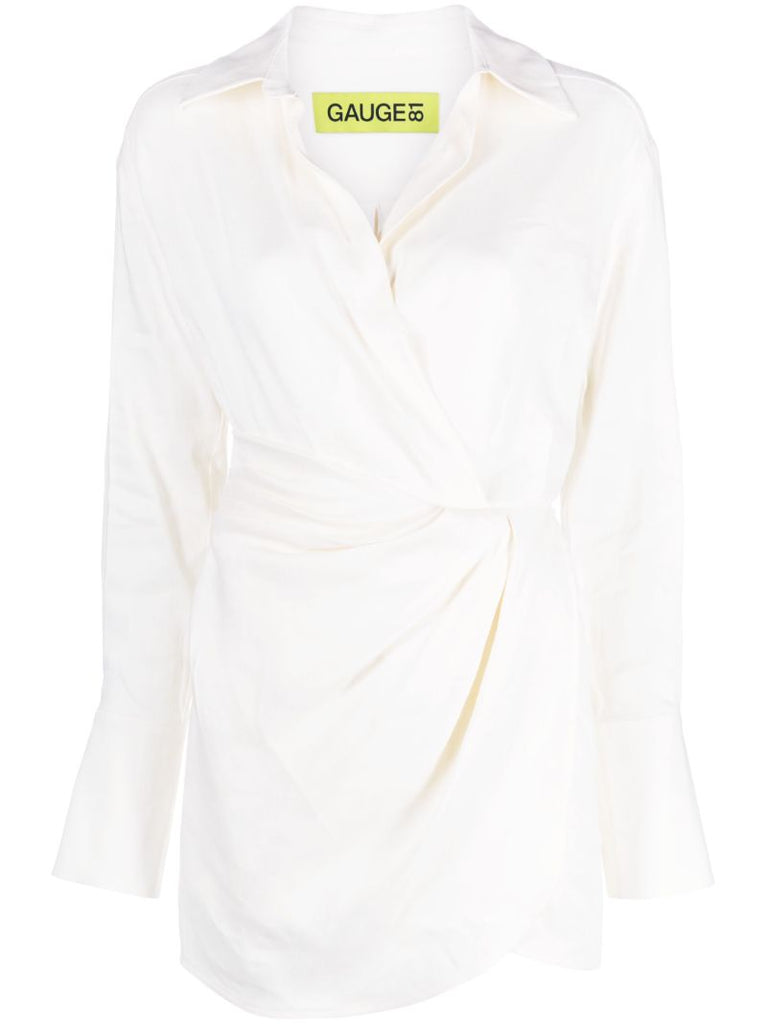 White Puno Wrap Mini Dress
