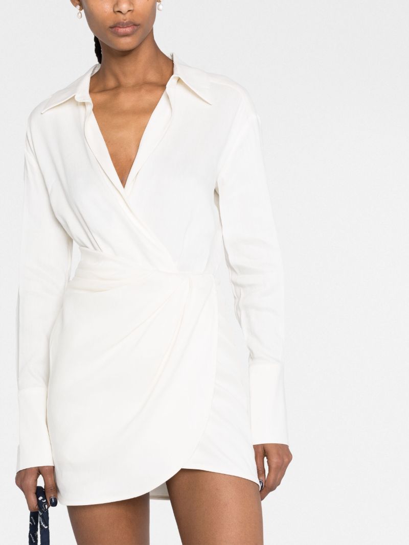 White Puno Wrap Mini Dress
