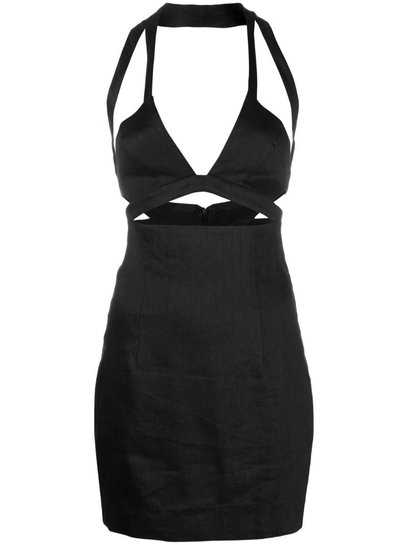 Black Guyra Cut-out Linen Dress