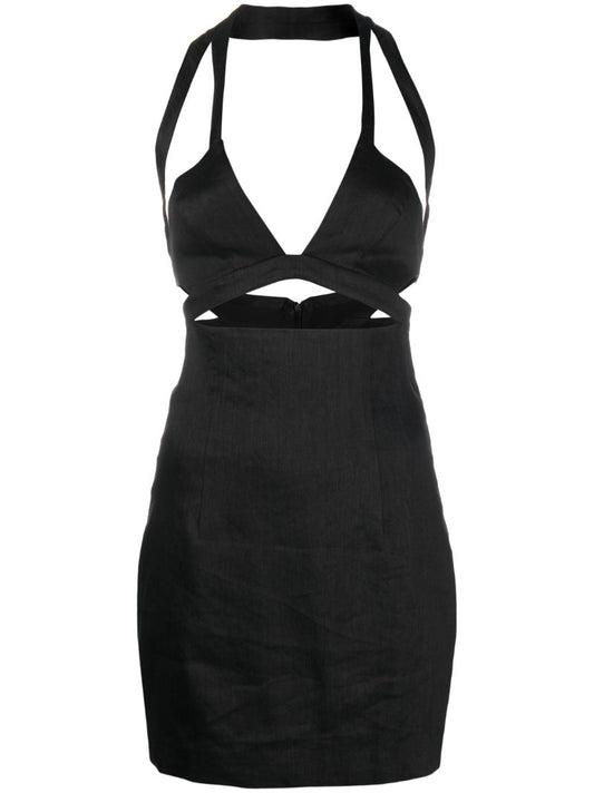 Black Guyra Cut-out Linen Dress
