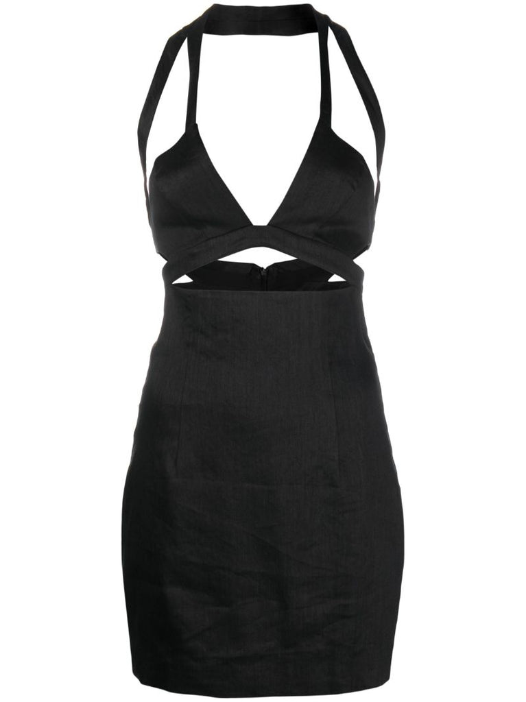 Black Guyra Cut-out Linen Dress