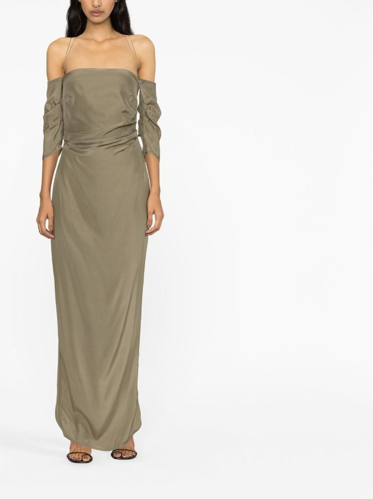 Green Samaca Silk Maxi Dress