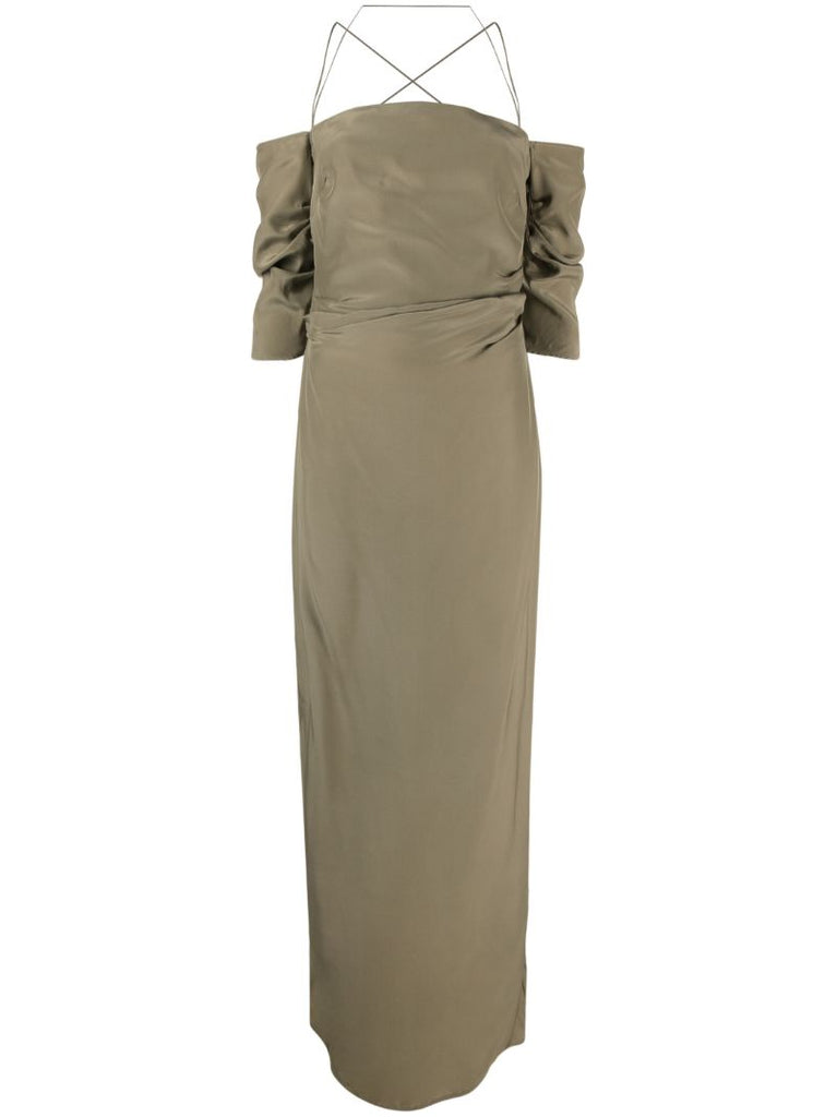 Green Samaca Silk Maxi Dress