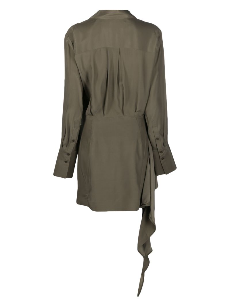 Green Gravia Silk Draped Mini Dress