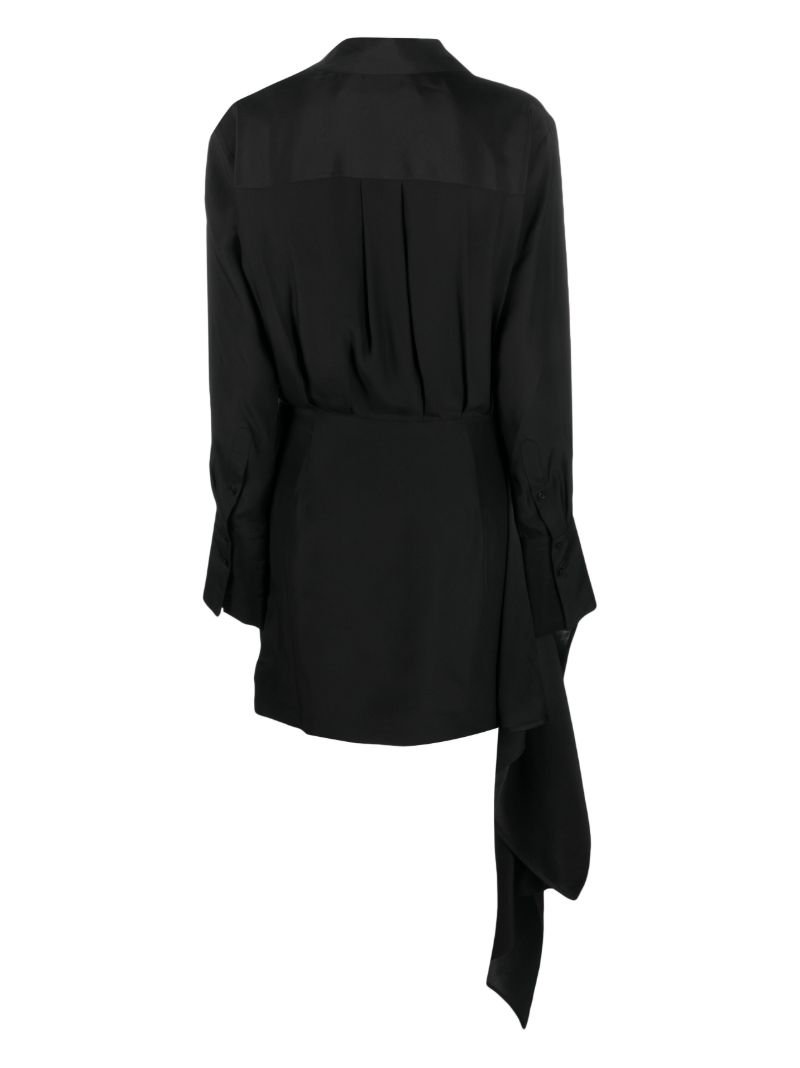 Black Gravia Draped Silk Mini Dress
