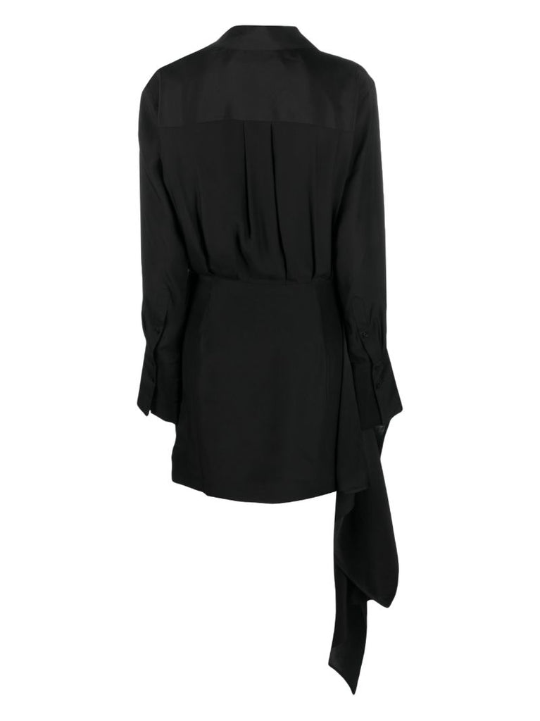 Black Gravia Draped Silk Mini Dress