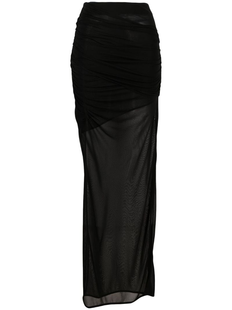 Black Tiroi Layered Semi-sheer Skirt