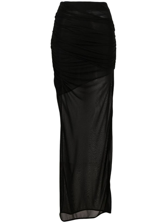 Black Tiroi Layered Semi-sheer Skirt